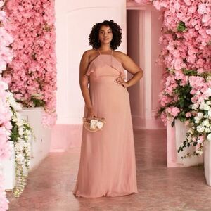 NEW Birdy Grey Jules Chiffon Dusty Rose Pink Bridesmaid Maxi Dress Size XXL NWT